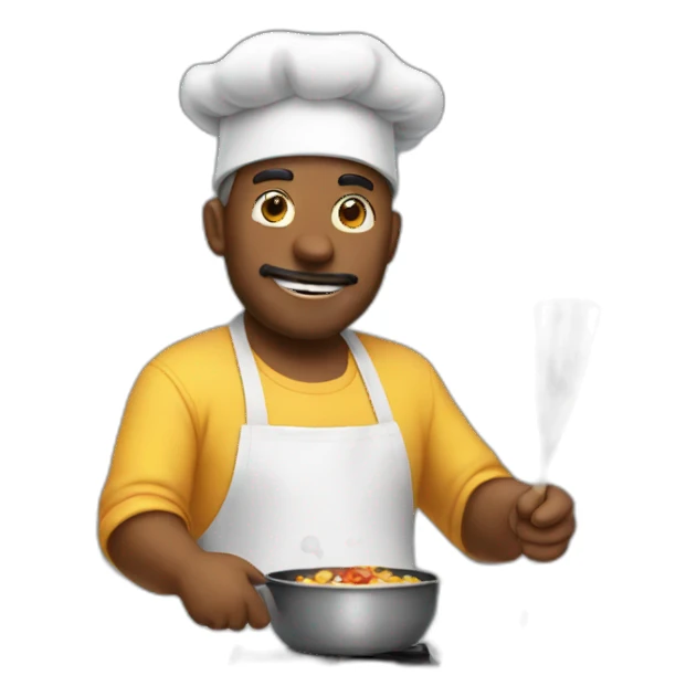 man cooking sticker