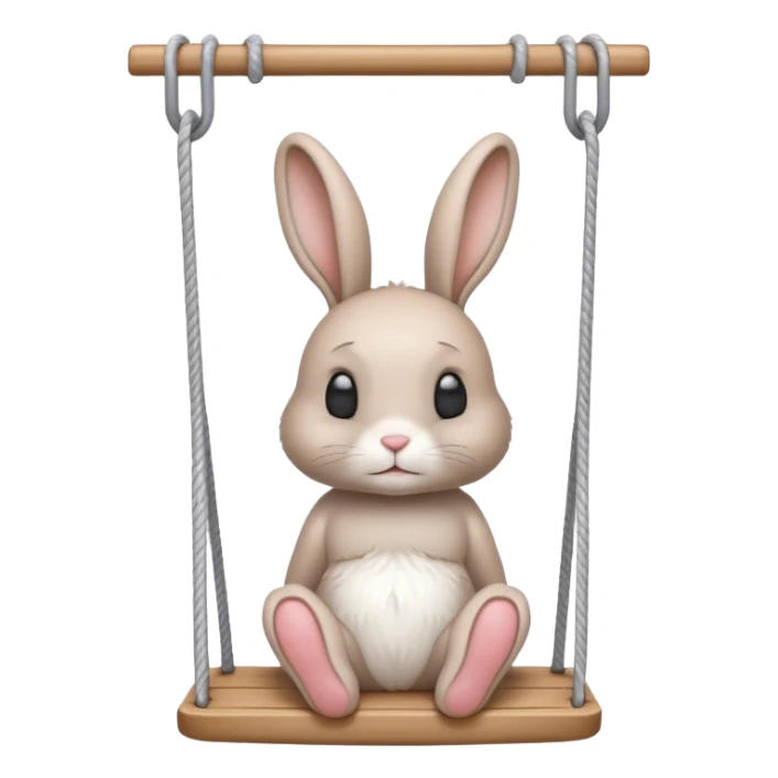 a sad rabbit swinging on swing lightly with head down sticker