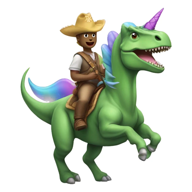 dinosaur riding a unicorn sticker