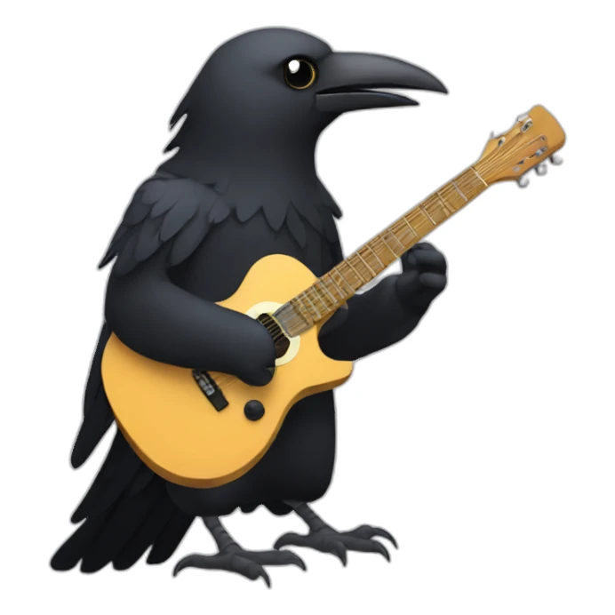 Crow playing elc guitar sticker