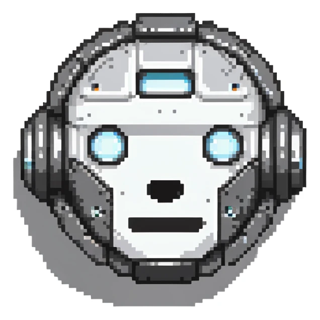 steel round robot face sticker