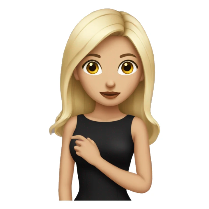 a black dress and a pokerface sticker