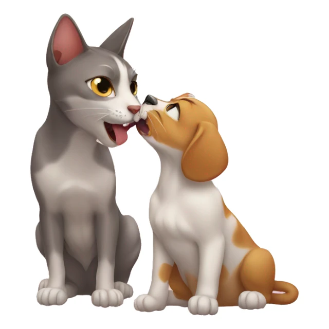 cat licking dog  sticker