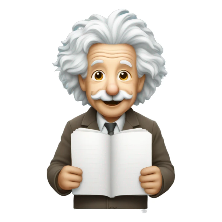 happy albert einstein holding blank notebook in one hand sticker
