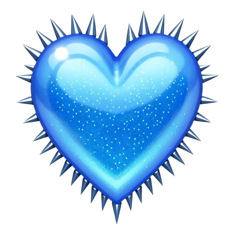 blue glittery heart with chrome spikes sticker