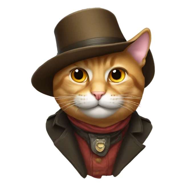 Cat head with ten gallon hat sticker