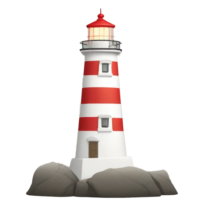 White lighthouse with 2 red stripes on rock sticker