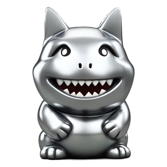 Full chrome plated solid color uncluttered maneki shark 3d sticker