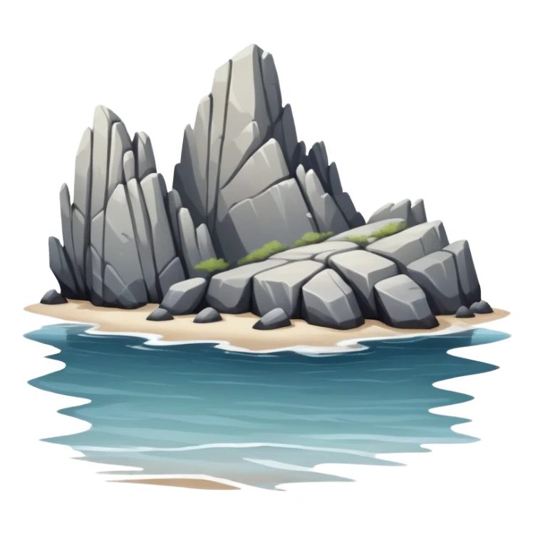 rock formations on beach by shore water sticker