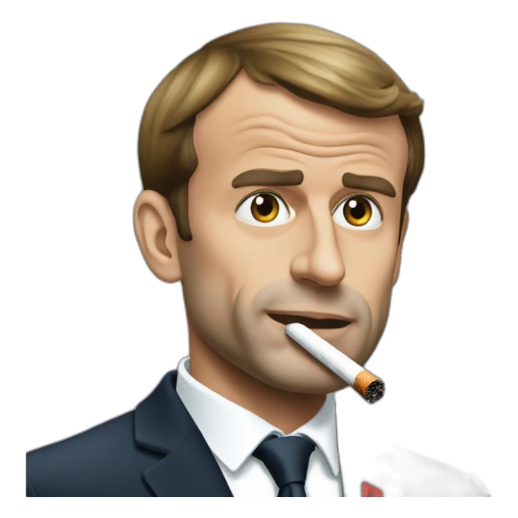 Emmanuel Macron qui fume une cigarette  sticker