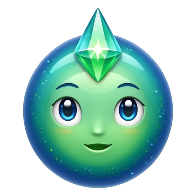 A sparkle with a blue core and green glows sticker