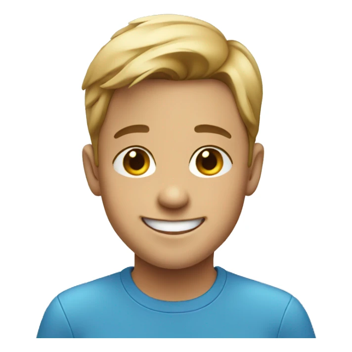 smiling boy in blue shirt sticker