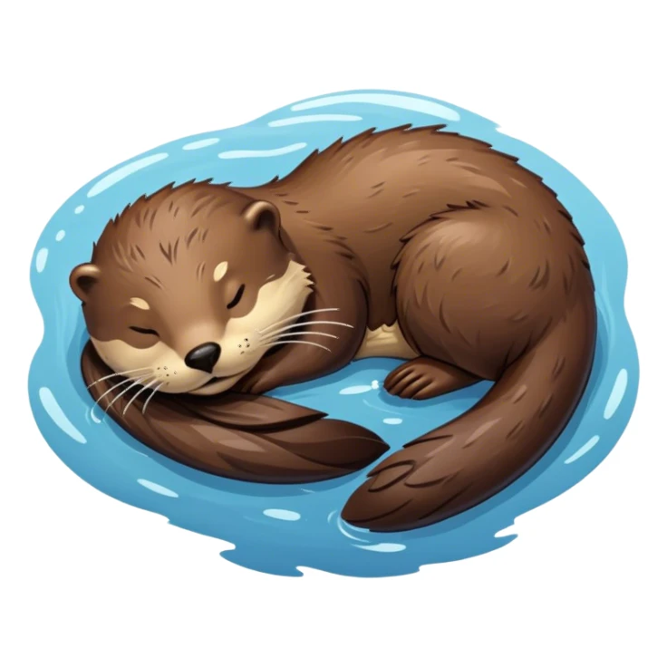 Sleeping otter floating on water sticker