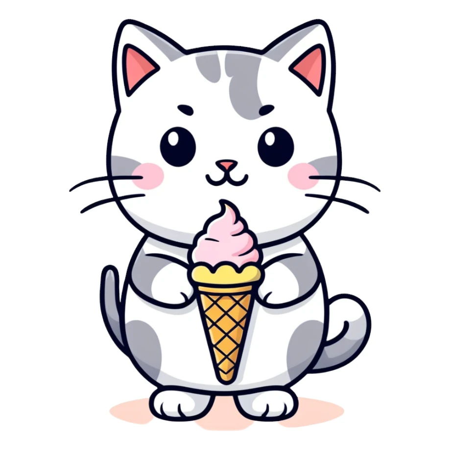 Cat with an ice cream  sticker