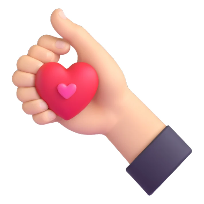 fist icon with a small heart floating above it sticker