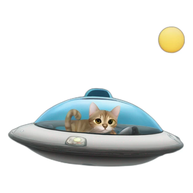cat driving a UFO sticker