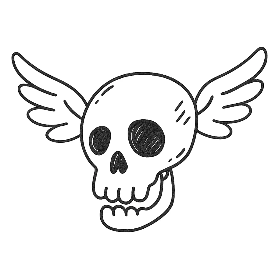 flying skull sticker