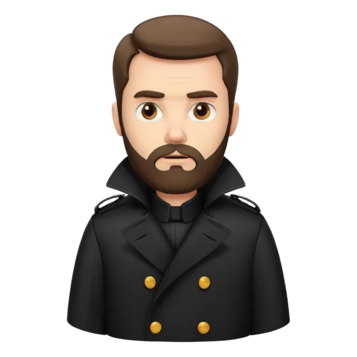 bearded man in black in black trenchcoat  sticker