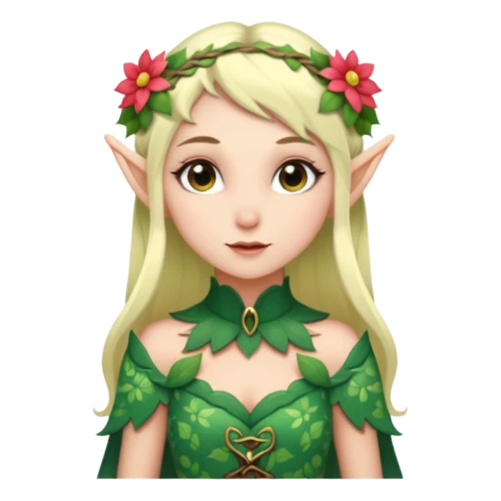 elf wearing flower pattern dress, Half Body. sticker