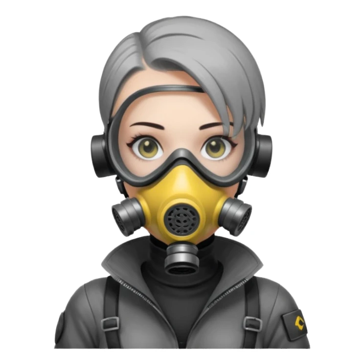 cyberpunk gasmask girl programmer buzzcut hair sticker