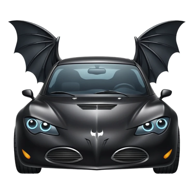 a black car with bat wings sticker