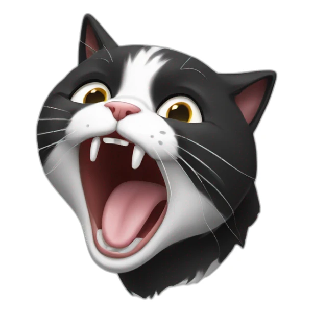 Black and white cat, yawning sticker