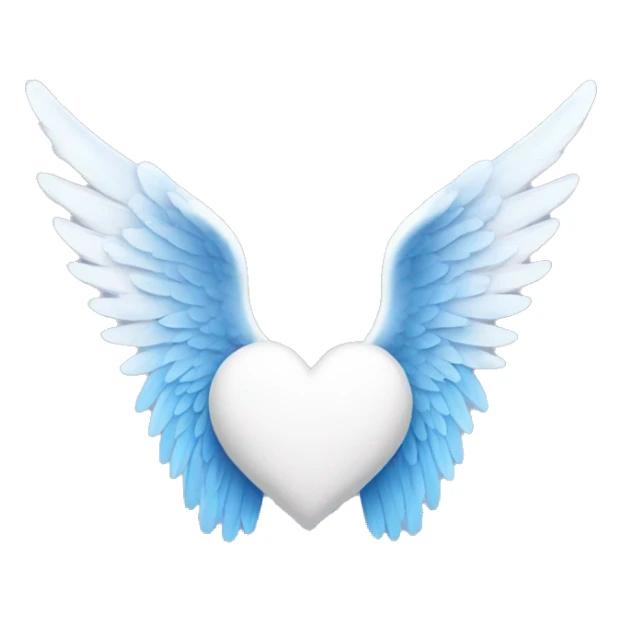 Angel wings with blue and white heart sticker