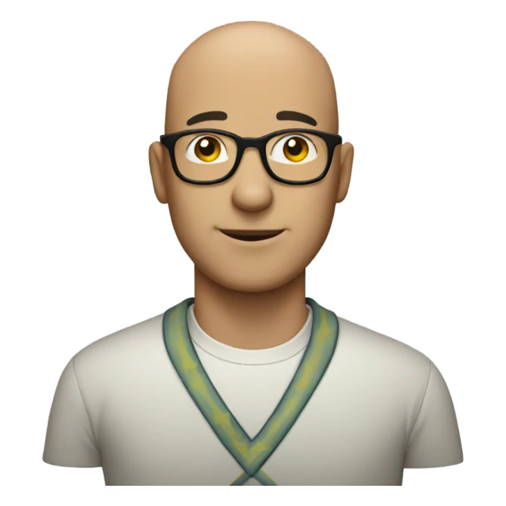 bald man with glasses star sticker