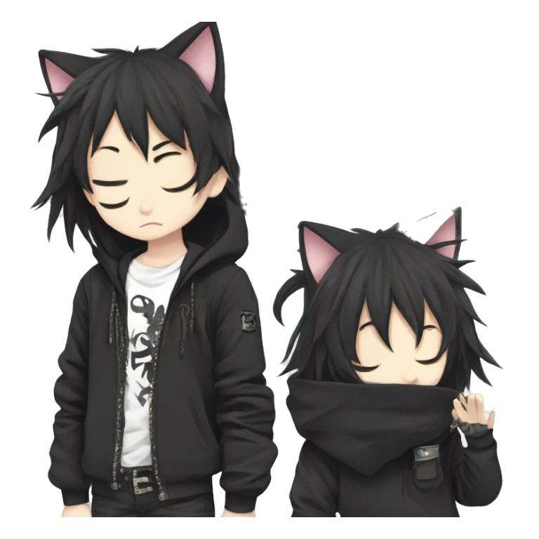 edgy vkei punk cute neko anime boy simplistic sticker