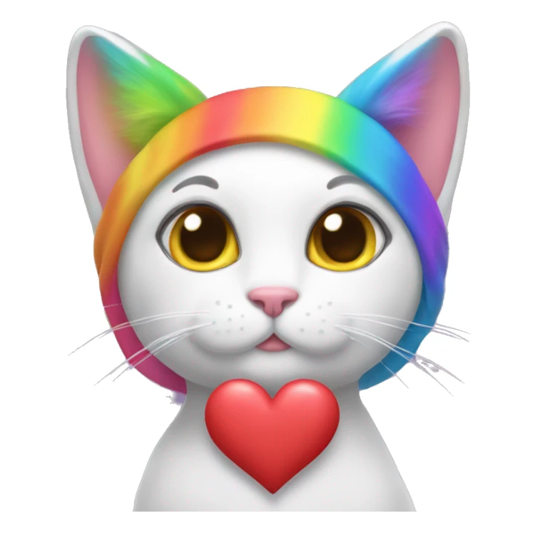 A rainbow cat wearing heart headband￼ sticker