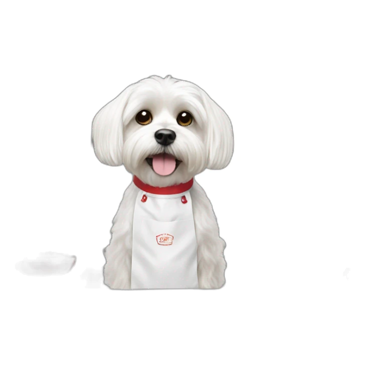 Maltese dog in apron cooking sticker