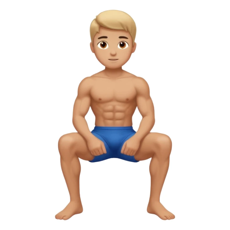 Younger boy buff leg sit sticker