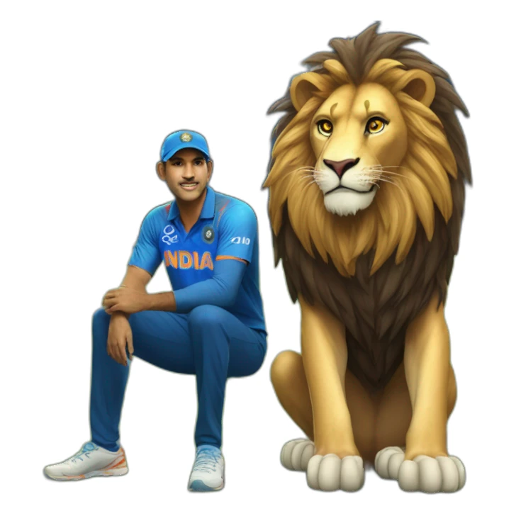 lion sit down on dhoni sticker