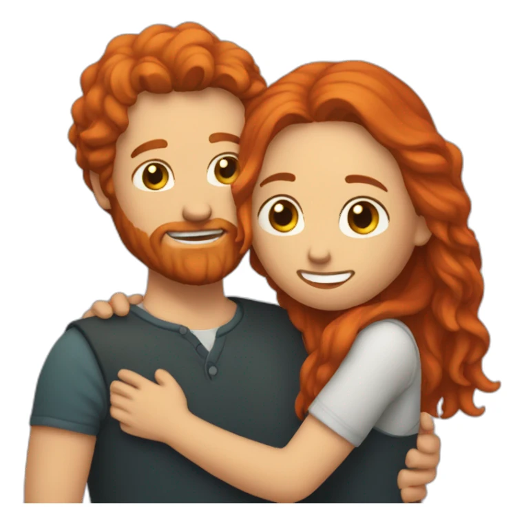 red haired man with beard hugging another person sticker