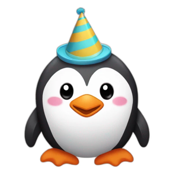 furry penguin with birthday hat sticker