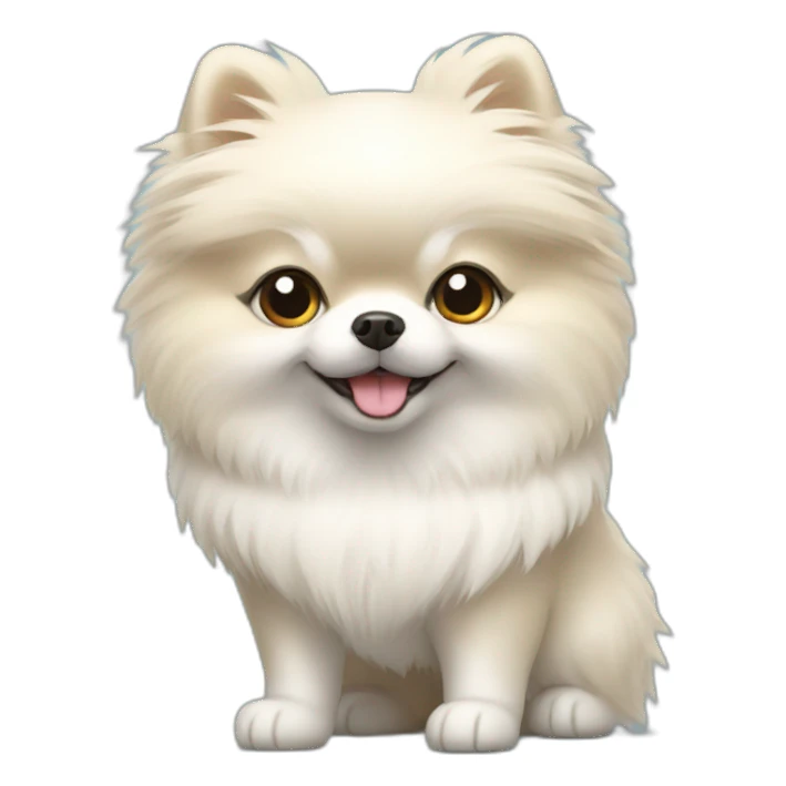 White pomeranian with coat sticker