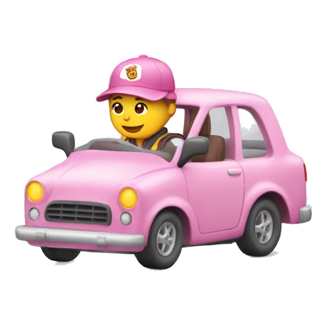 Chico manejando coche rosa sticker
