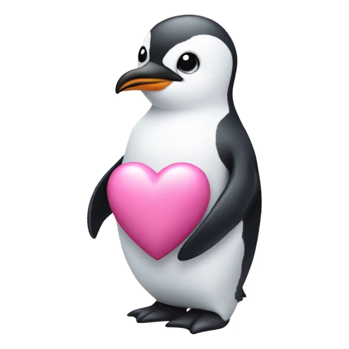 white penguin with pink heart sticker
