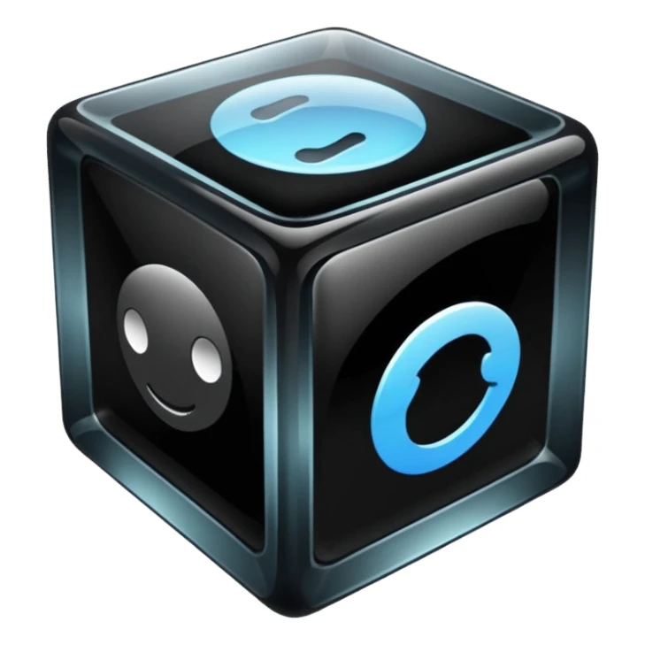 black cube in "glass" style sticker