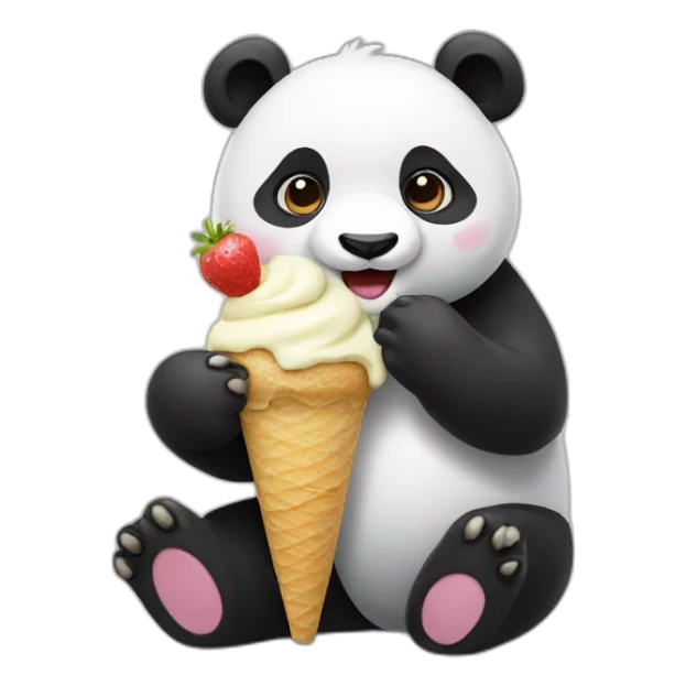 Panda eating ice cream sticker