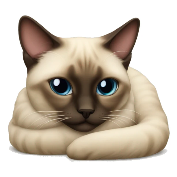 fluffy siamese cat curled up sleeping sticker