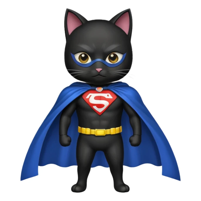 Black cat dresses as superhero  sticker