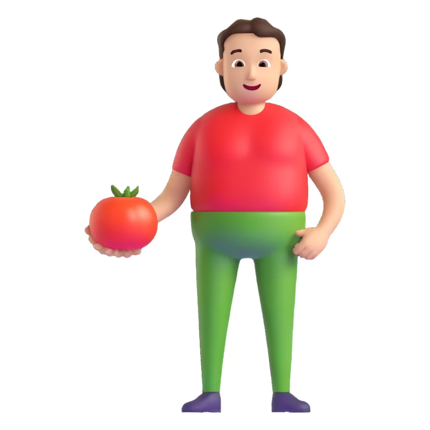 man with tomato replacing his midsection sticker