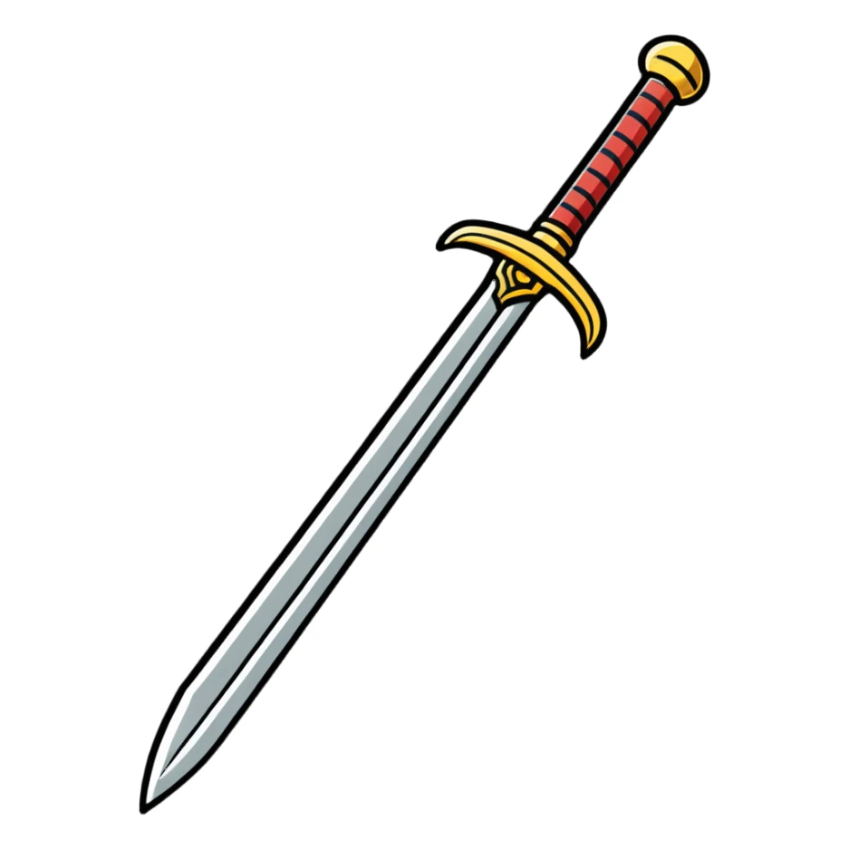 a cartoon sword with shiny blade sticker