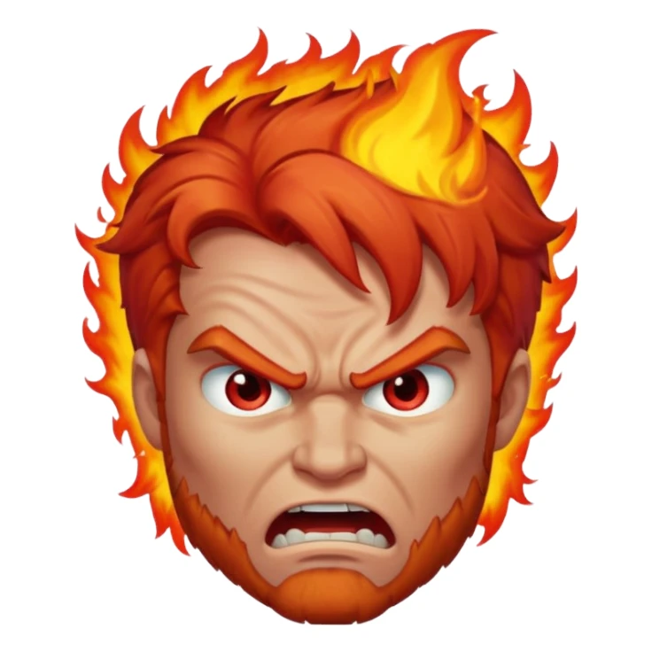 burning angry bodybuilder red haired man  sticker