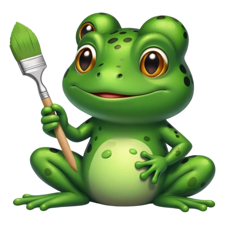Frog holding a paintbrush while painting sticker