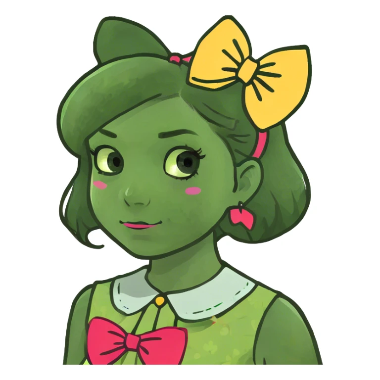 A girl with a bow sticker