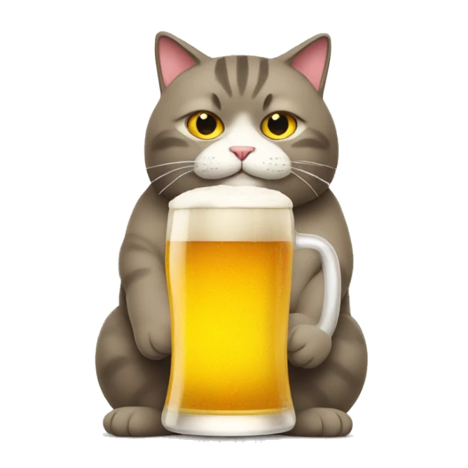very fat cat with a beer sticker