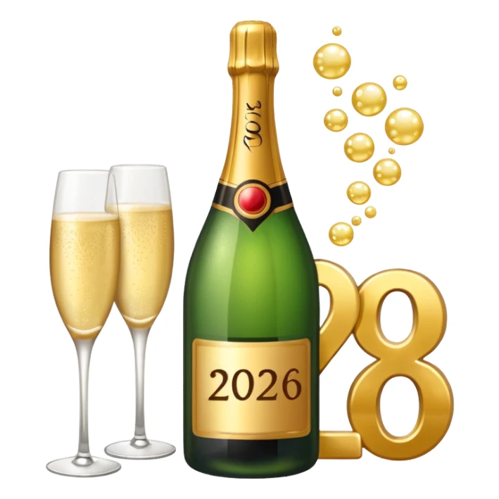 the number 2026 with champagne sticker