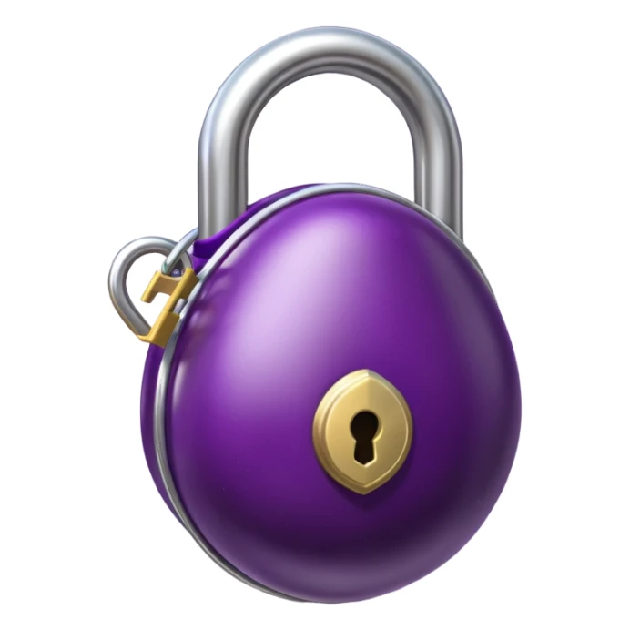 eggplant in chastity cage with padlock sticker